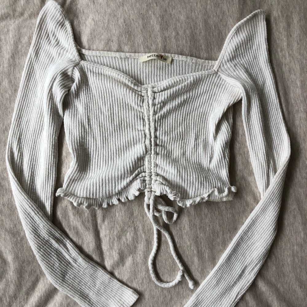 SOLD Cropped Drawstring Long Sleeve